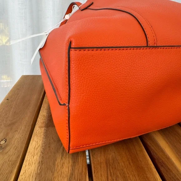 Tory Burch Perry Triple Compartment Tote Bag Canyon Orange Pebbled Leather Tote - Picture 8 of 15